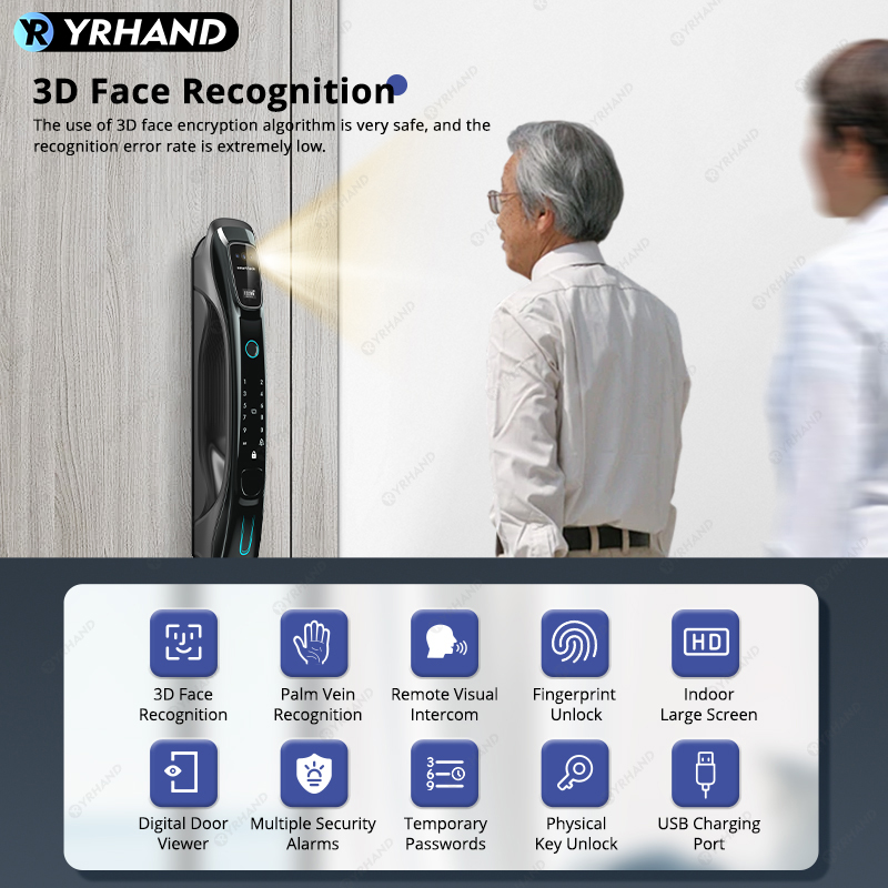 스마트 잠금장치, 3D 얼굴 인식, 손바닥 정맥 인식, - Smart Home Door Lock 리뷰 및 가격